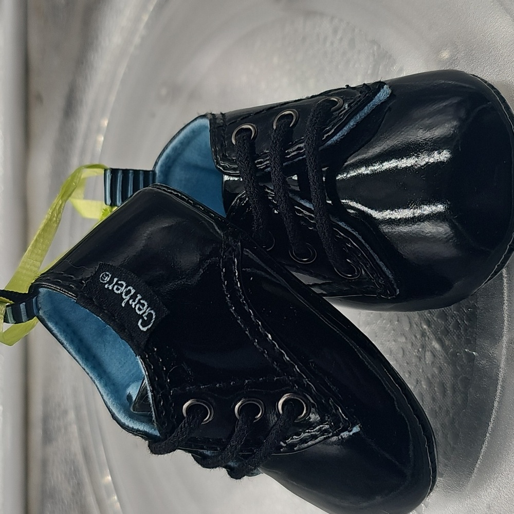 H Gerber Blue Insoled Good Looking Black Dress Shoes For Your Little Boy Sz 0 - Picture 1 of 12